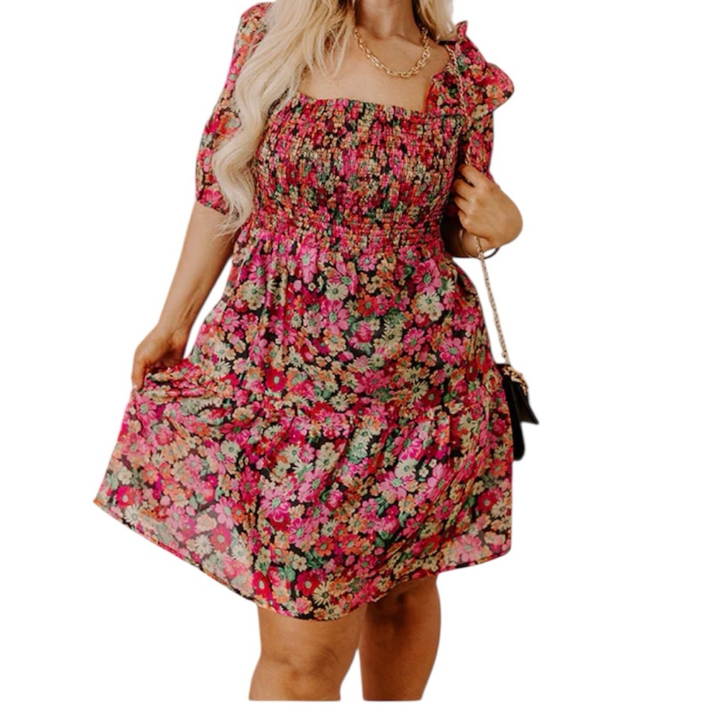 NEW Very J Vibrant Floral Taffeta Baby Doll Dress Size 2X